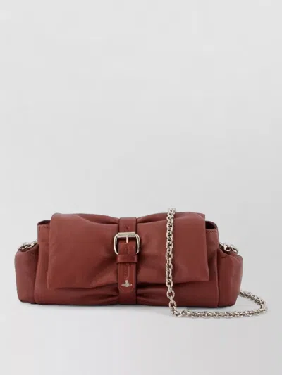 Vivienne Westwood Hazel Treasure Leather Clutch Shoulder Bag In Burgundy