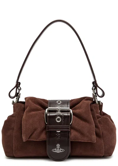 Vivienne Westwood Hazel Treasure Suede Shoulder Bag In Brown