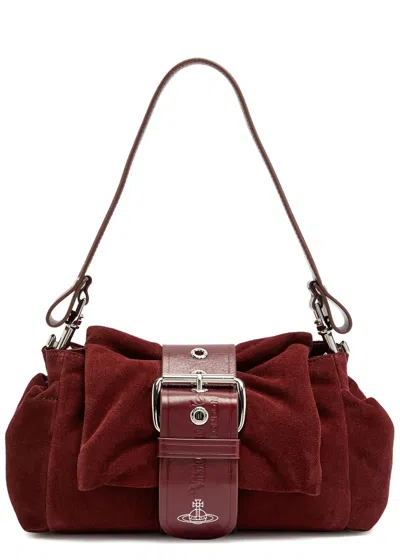 Vivienne Westwood Hazel Treasure Suede Shoulder Bag In Burgundy
