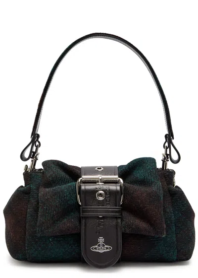 Vivienne Westwood Hazel Treasure Tweed Shoulder Bag In Green