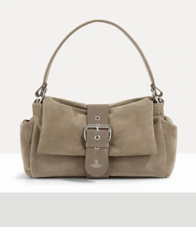 Vivienne Westwood Hazel Xl Treasure Handbag Leather Stone In Neutral