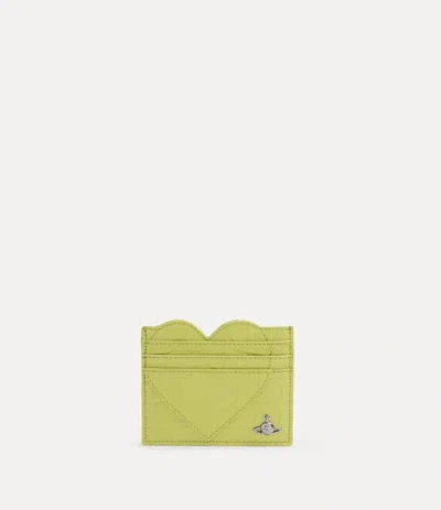 Vivienne Westwood Heart Card Holder Emboss Croc Leather Lime-green One Size Women