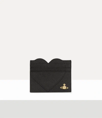 Vivienne Westwood Heart Card Holder Faux Leather Black One Size Women In Animal Print