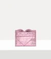 Vivienne Westwood Heart Card Holder Metallic Crinkle Light-pink One Size Women In Pink