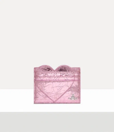 Vivienne Westwood Heart Card Holder Metallic Crinkle Light-pink One Size Women