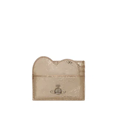 Vivienne Westwood Gold Heart Card Holder In Nude
