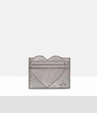 Vivienne Westwood Heart Card Holder Python-effect Emboss Iron One Size Women In Gray
