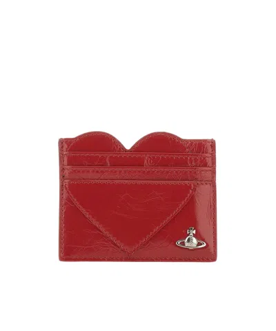 Vivienne Westwood Heart Card Holder Wallet In Red