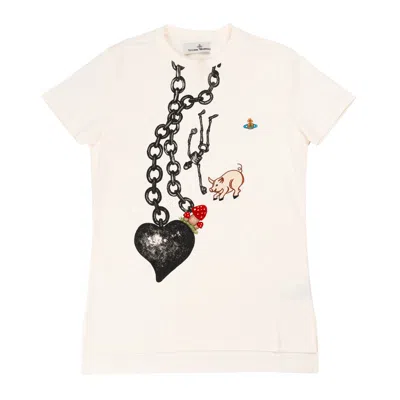 Vivienne Westwood Heart Chain Peru T-shirt In White In Bianco