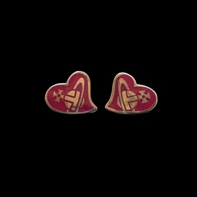 Pre-owned Vivienne Westwood Heart Charm Earrings (vintage) In Pink