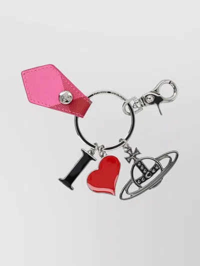 Vivienne Westwood Heart Charm Key Holders With Planet Motif In Pink