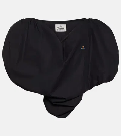 Vivienne Westwood Heart Top In Regenerative Poplin In Black