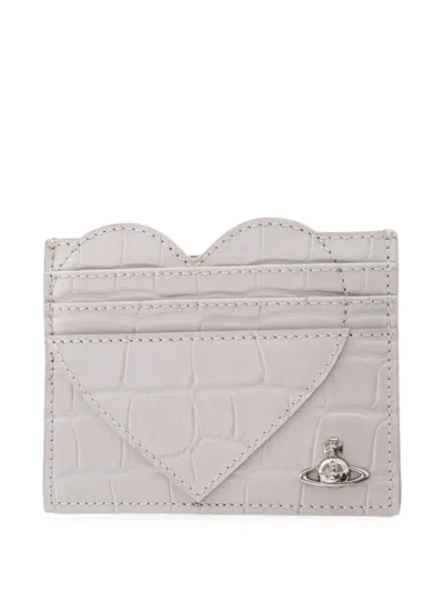 Vivienne Westwood Heart Croc-effect Card Holder In Nude