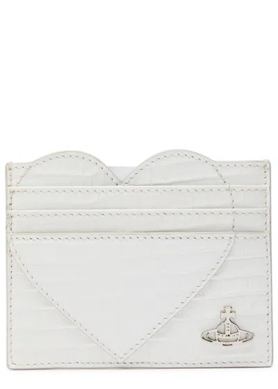 Vivienne Westwood Heart Crocodile-effect Leather Card Holder In White