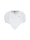 Vivienne Westwood Heart-shaped Crop Top With V-neckline And Embroidered Orb Logo In White