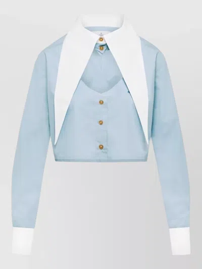 Vivienne Westwood Heart Cut Cropped Shirt Long Sleeves Buttons In Blue
