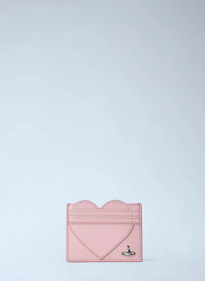 Vivienne Westwood Heart-detail Leather Card Holder In Pink