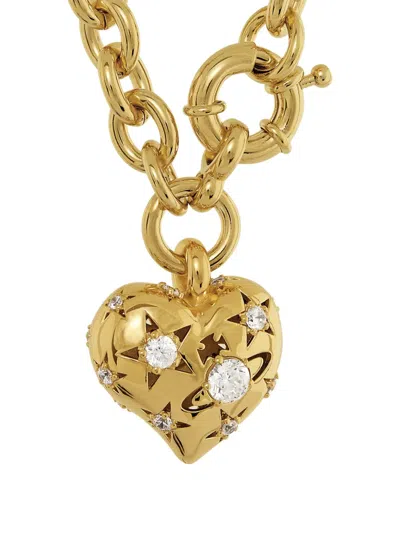 Vivienne Westwood Heart Embellished Necklace In Gold