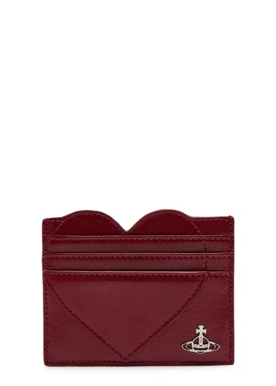 Vivienne Westwood Heart Grained Leather Card Holder In Red