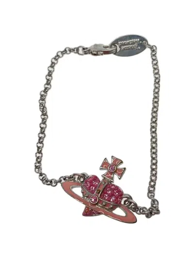 Pre-owned Vivienne Westwood Heart Orb Crystal Bracelet In Silver