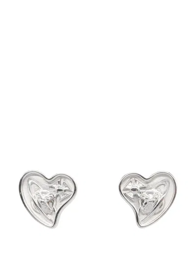 Pre-owned Vivienne Westwood Heart Orb Earrings In Silver