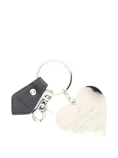 Pre-owned Vivienne Westwood Heart Orb Keyring In Black