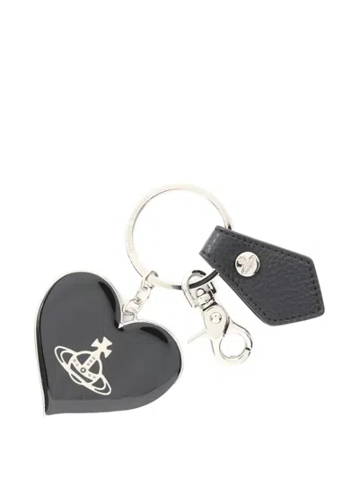 Pre-owned Vivienne Westwood Heart Orb Keyring In Gray