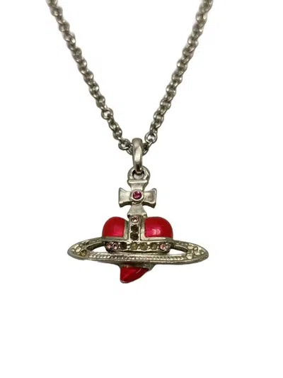 Pre-owned Vivienne Westwood Heart Orb Necklace In Silver