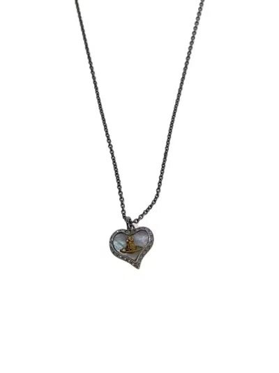 Pre-owned Vivienne Westwood Heart Orb Necklace In Silver