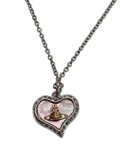 Pre-owned Vivienne Westwood Heart Orb Necklace In Silver