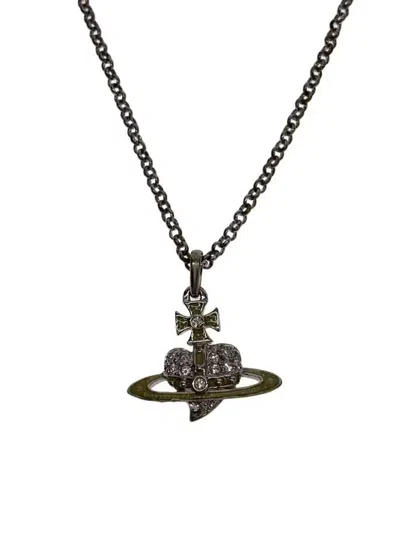 Pre-owned Vivienne Westwood Heart Orb Necklace In Silver