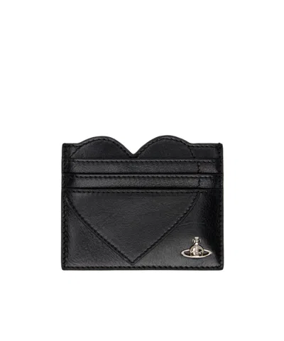 Vivienne Westwood Heart Orb-plaque Card Holder In Black