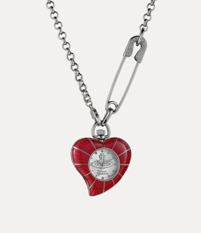 Vivienne Westwood Heart Pendant Watch Stainless Steel Women In Metallic
