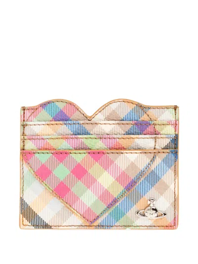 Vivienne Westwood Heart-shape Checked Wallet In Multi