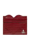 Vivienne Westwood Heart-shaped Crocodile-embossed Cardholder In Burgundy