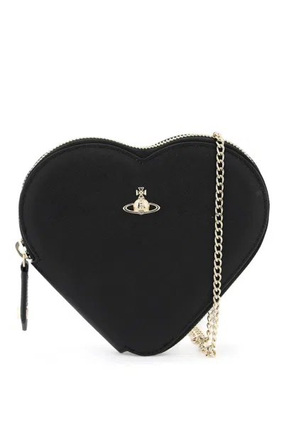 Vivienne Westwood Heart Mini Faux Leather Crossbody Bag In Nero