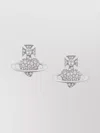 Vivienne Westwood Heart Shaped Crystal Stud Earrings In Metallic