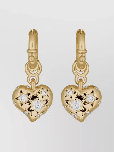 VIVIENNE WESTWOOD HEART SHAPED DROP HOOP EARRINGS