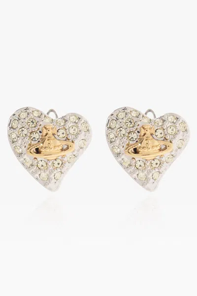 Vivienne Westwood Heart-shaped Earrings In Silver