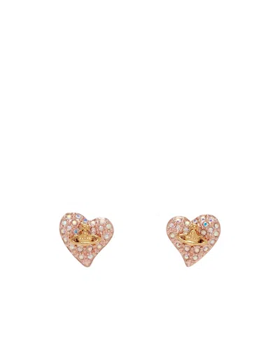 Vivienne Westwood Heart-shaped Earrings With Logo In Yellow