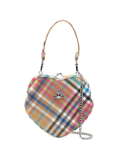 Vivienne Westwood Heart-shaped Handbag With Multicolor Plaid Design