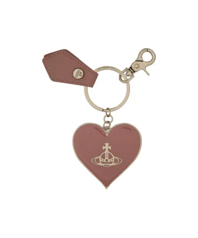 Vivienne Westwood Heart Shaped Keychain In Brown