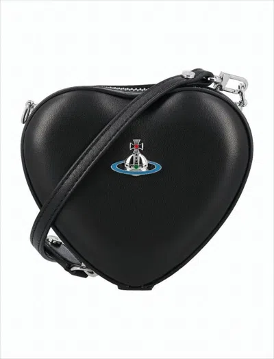 Vivienne Westwood Heart-shaped Lambskin Shoulder Bag With Metallic Emblem In White