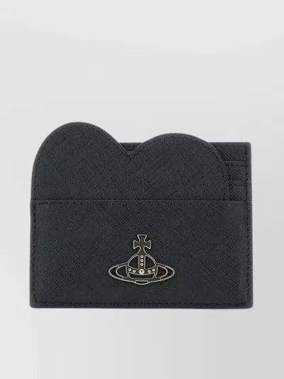 Vivienne Westwood Heart-shaped Leather Card Holder In Black