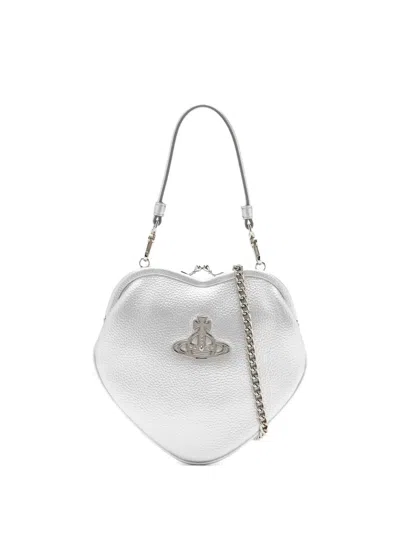 Vivienne Westwood Heart-shaped Orb Shoulder Bag In Silver