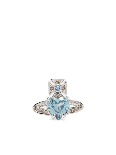 Vivienne Westwood Heart-shaped-stone Earrings In Blue