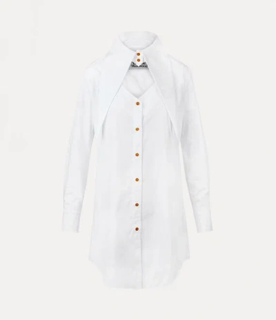 Vivienne Westwood Heart Cut Out Poplin Mini Shirt Dress In White