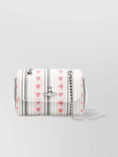 Vivienne Westwood Heart Stripes Jacquard Chain Strap Shoulder Bag