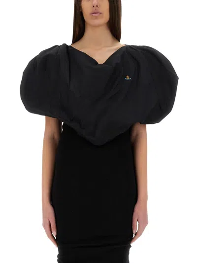 Vivienne Westwood Heart Top In Poplin In Black