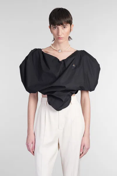 VIVIENNE WESTWOOD HEART TOP TOPWEAR IN BLACK COTTON